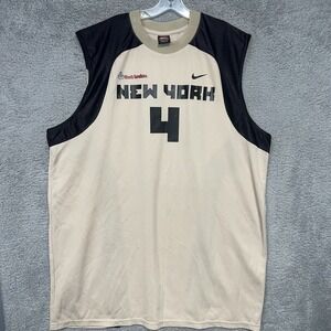 VTG Nike Foot Locker‎ Jersey Men's 2XL XXL Cream New York #4 Basketball Pro City